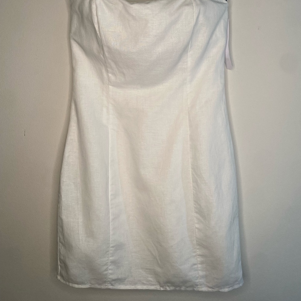 NWT AQUA Bloomingdale’s White Linen Square Neck Dress - Picture 3 of 7
